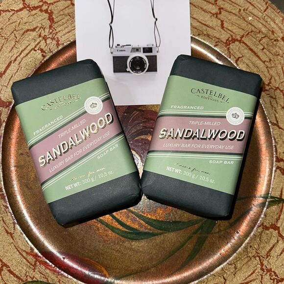 CASTELBEL LIMITED EDITION Luxury Triple Milled Sandalwood Scented Soap Bars 2pk - Picture 1 of 6